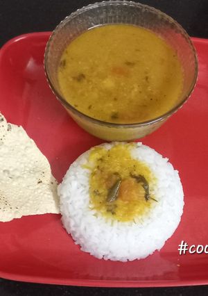 A picture of Maharashtrian Dal with Sambar Masala.