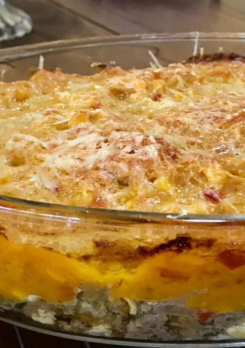 Una foto de Pastel de zapallo y choclo con carne (pastel criollo)