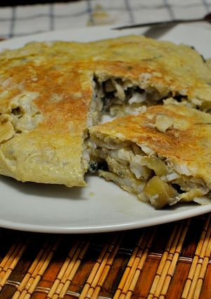 Una foto de Tortilla de bacalao con berejena