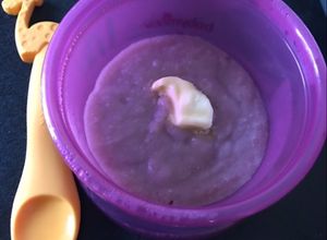 Foto resep Mpasi 6month rolled oats gluten free mix pear and anggur merah + ub