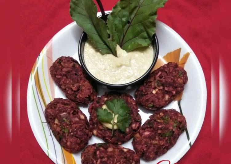 Simple Way to Make Favorite Baked Beetroot- Oatmeal kababs.(with tahini sauce)