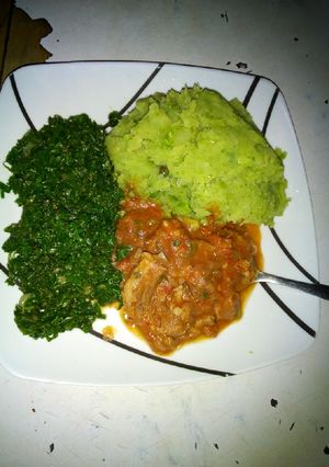 A picture of Kīmitū, spinach and mutton #AuthorMarathon.
