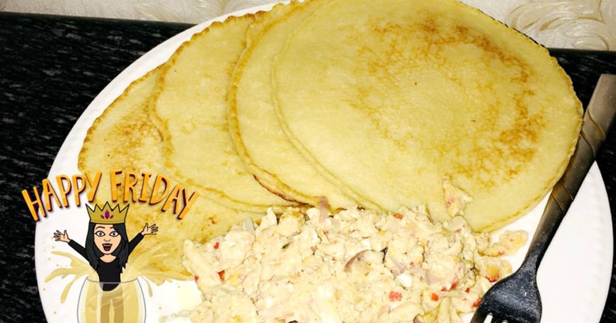 Pancakes With Scrambled Eggs And Sausage Recipe By Becklyn Danji Cookpad