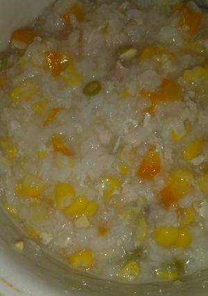 Foto resep (MPASI 8+ Slow cooker) Bubur Jagung Ayam Sayur