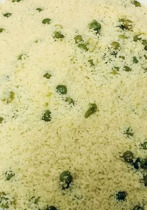 A picture of Couscous with Peas (Mesfouf) 🫛🫛🫛.