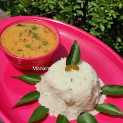 Bhagar-Amti Barnyard Millet dish A picture of Bhagar-Amti Barnyard Millet dish.