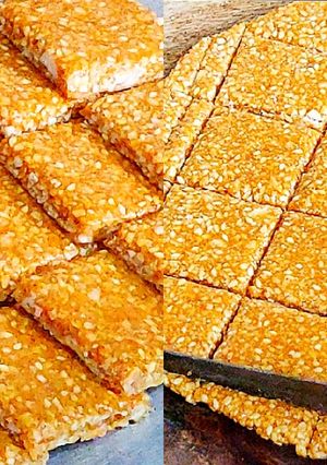 A picture of 3 ingredients til peanut chikki in 15 minutes.