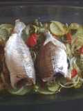 Herrera y sargo al horno con patatas