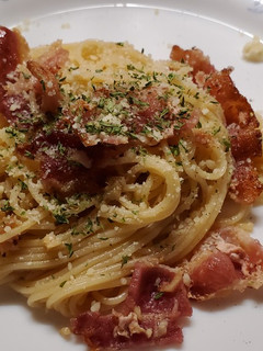 A picture of My Garlic Bacon Pasta.