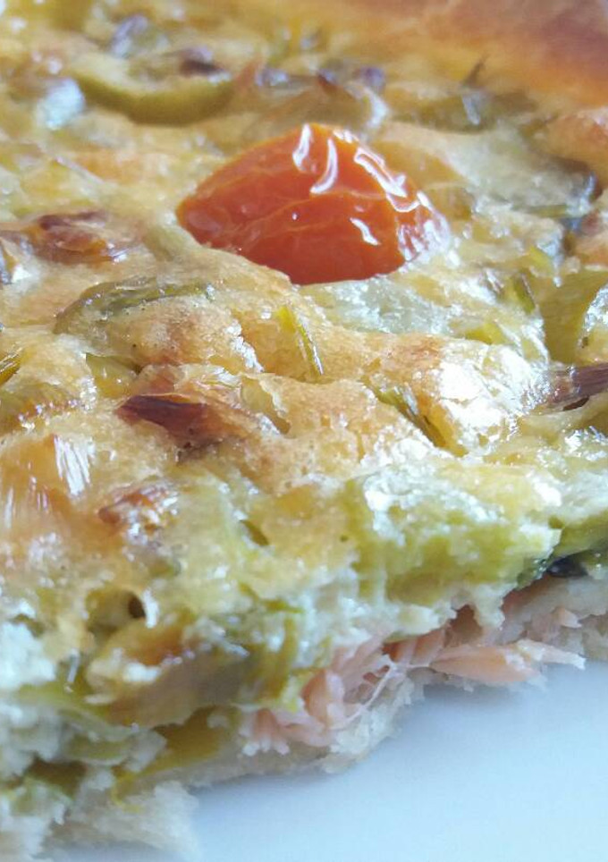 Una foto de Quiche de salmón y puerros