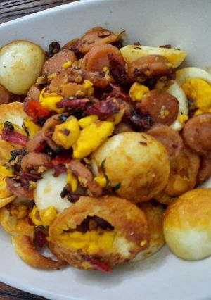 Foto resep Telur rebus sosis goreng cabe