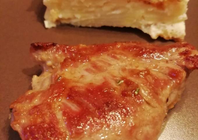 Recette Savoureux Plumas de porc et gratin dauphinois