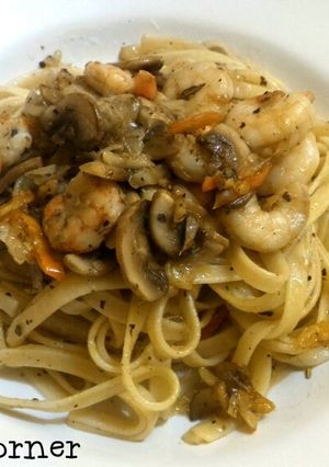 Foto resep Oglio e Olio with Shrimp & Mushroom #Simple #NoMSG #EuropeDish