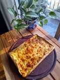 Tarta de queso sardo y cebolla caramelizada