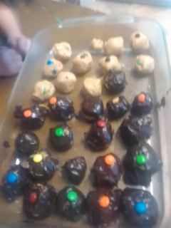 A picture of Chocolate covered peanut butter M&M balls.