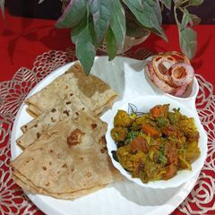 A picture of Panch Misali Sabji With Paratha For Dinner.