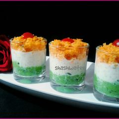 A picture of Tricolor layered dessert.