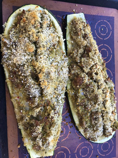 A picture of Sausage Stuffed Zucchini.