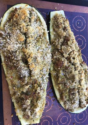 A picture of Sausage Stuffed Zucchini.