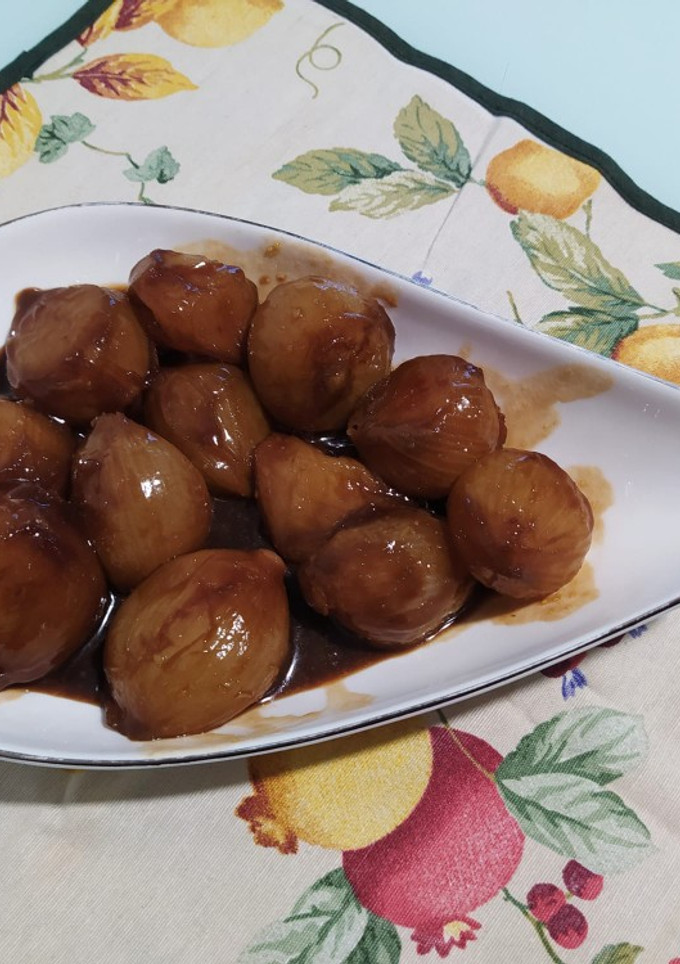 Una foto de Cebollitas glaseadas al Pedro Ximénez