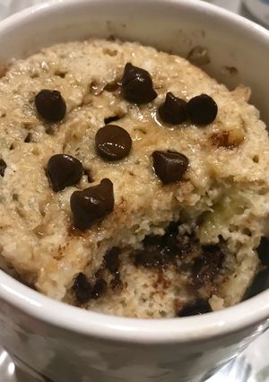 Una foto de Mugcake de banana con chips de chocolate! Gracias Geri, la reina de los mug cakes!