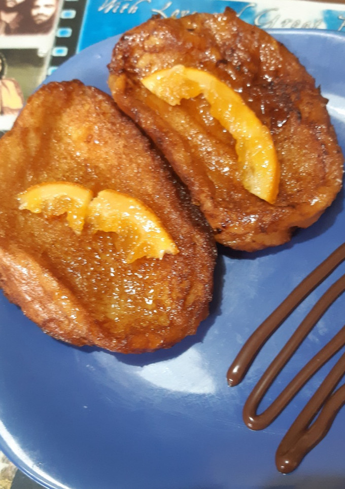 Una foto de Torrijas a la naranja, con leche de avena