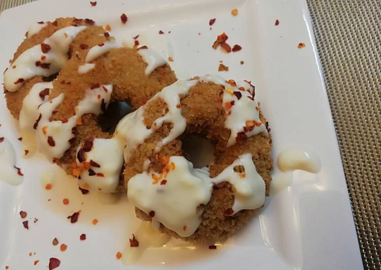 Chicken donuts with Cheese sauce