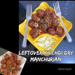 A picture of Leftover khichdi dry manchurian.