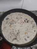 Salsa blanca con bacon y champiñones