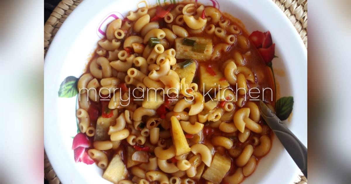 My fav.spicy Macaroni with yam Recipe by Maryama's kitchen Cookpad