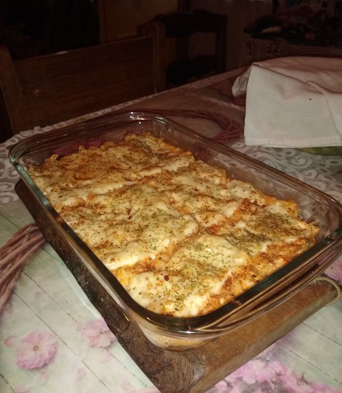 Una foto de Pastel con fideos del día anterior