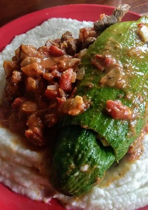 Una foto de Caigua rellena con puré de coliflor