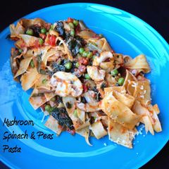 A picture of Mushroom, Spinach and Peas Pasta.