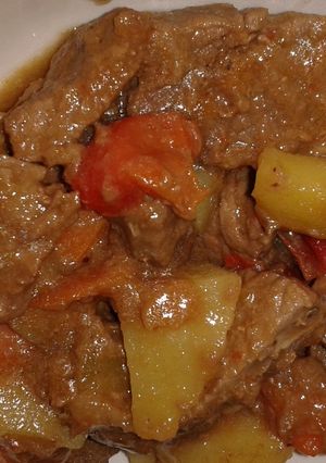 A picture of Beef Stew with Potatoes and Carrots.