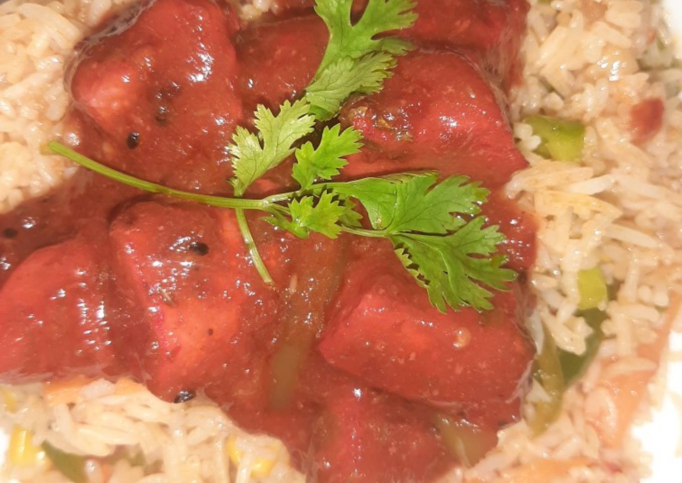 Chicken with red broth 😋