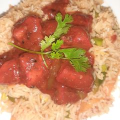 A picture of Chicken in red sauce😋.