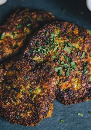 Cukkinis-gombás répafasírt recept fotója