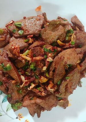 Hình của món Gan cháy tỏi.