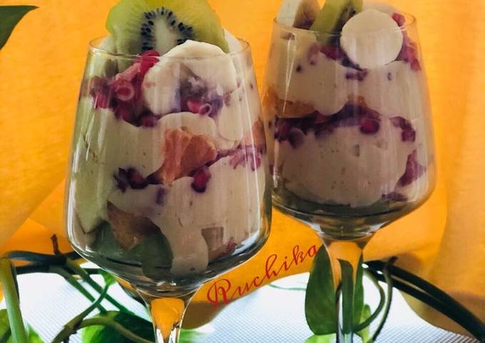 Fruit Salad in custard sauce(coconut flavor)