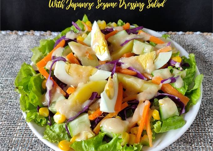 Cara membuat Vegetables With Japanese Sesame Dressing Salad