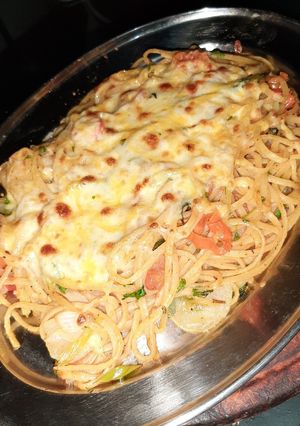 Una foto de Linguine con vegetales salteados