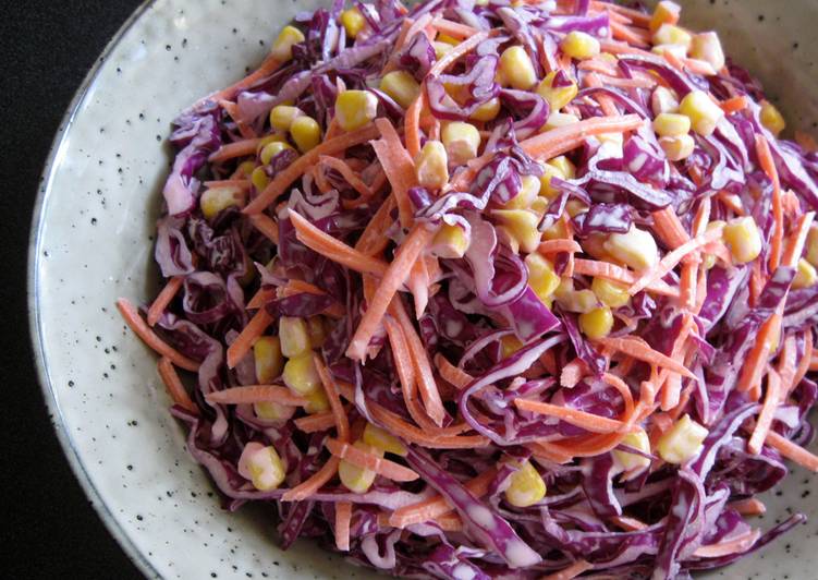 Steps to Prepare Homemade Red Cabbage &amp; Corn Slaw