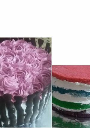 Foto resep Rainbow steam cake (w.butter cream topping /chocolate cage)