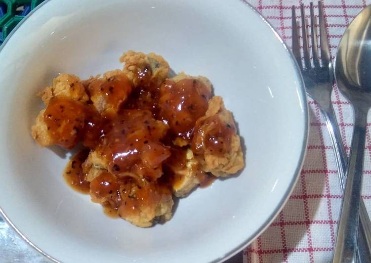 Crispy Fish With Blackpepper Sauce 🖤