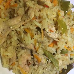 A picture of Chicken fried rice.
