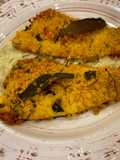 Filetti di trota salmonata gratinati con salsa al limone rosmarino e menta