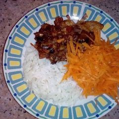 A picture of Rice and Eggplant dish.