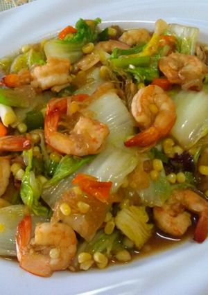 Foto resep Udang Sawi Hijau Masak Saos Tiram