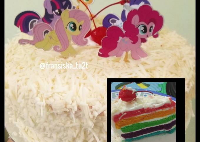 Rainbow cake kukus (base kue tart)