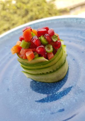 A picture of Stuffed Cucumber ribbon salad.